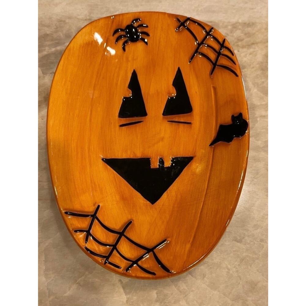 Inspirado Halloween handpainted pumpkin face plate